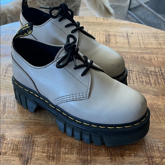 Dr. Martens Shoes - Dr. Martens Gray Platform Lace-Up Shoes